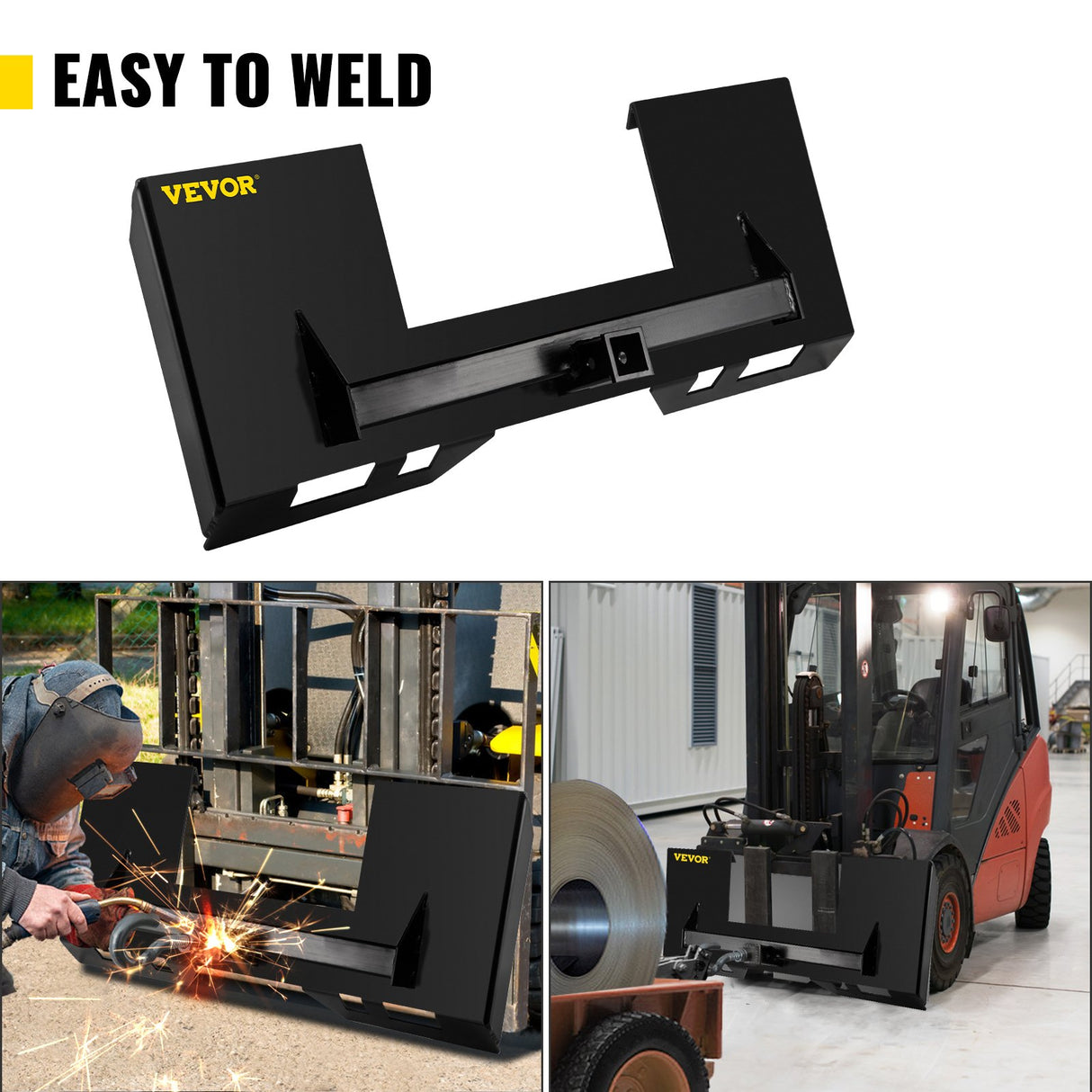 VEVOR Universal Skid Steer Mount Plate 6.35mmThick Skid Steer Plate Attachment1360.78kgWeight Capacity Quick Attach Mount Plate Steel Adapter Loader