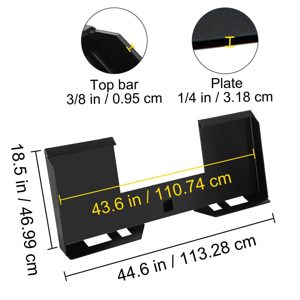 VEVOR Universal Skid Steer Mount Plate 6.35mmThick Skid Steer Plate Attachment1360.78kgWeight Capacity Quick Attach Mount Plate Steel Adapter Loader Easy to Weld or Bolt to Different Accessories Black