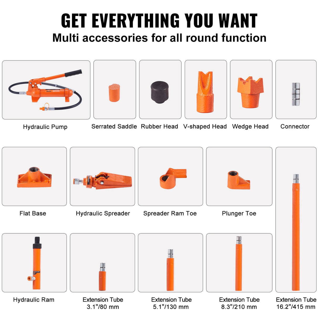 VEVOR 4 Ton Porta Power Kit, Portable Hydraulic Jack with 3.9 ft/1.2 m Oil Hose, Auto Body Frame Repair Kit with Storage Case for Car Repair, Truck, Farm (8800 LBS)