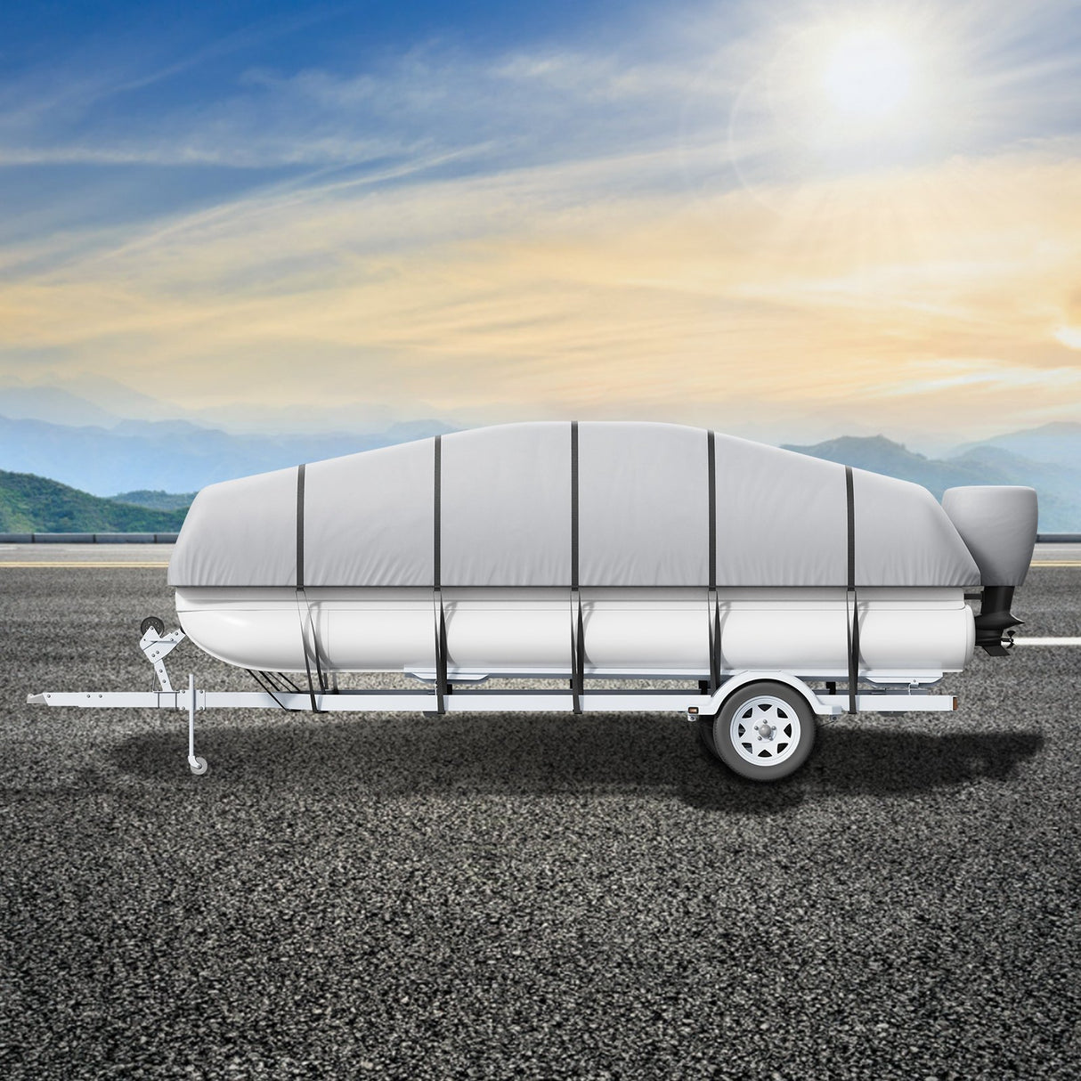Pontoon Boat Cover 800D Waterproof Trailerable 19-20 ft with Storage Bag