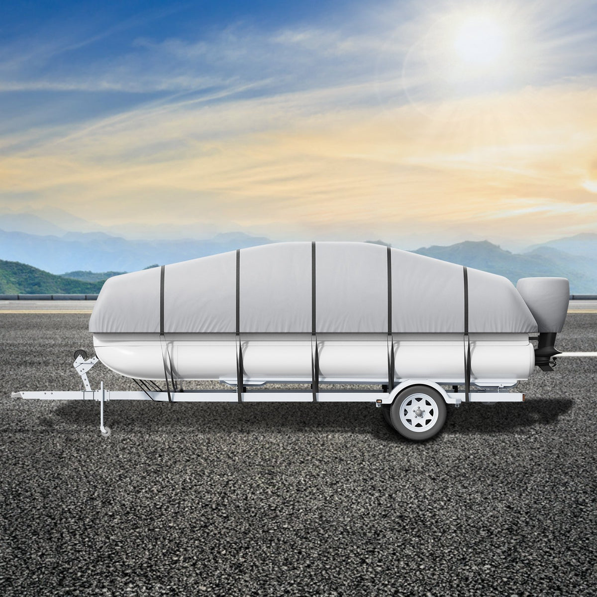 Pontoon Boat Cover 800D Waterproof Trailerable 23-24 ft with Storage Bag