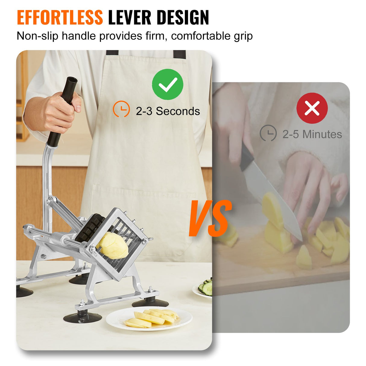 VEVOR Commercial Vegetable Slicer, 1/2 inch Fruit Slicer, Stainless Steel and Aluminum Alloy Vegetab