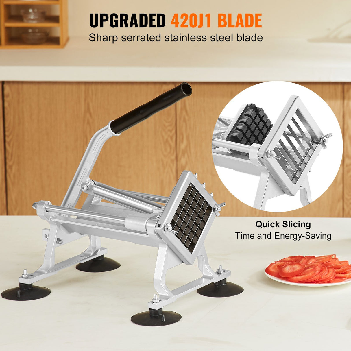 VEVOR Commercial Vegetable Slicer, 1/2 inch Fruit Slicer, Stainless Steel and Aluminum Alloy Vegetab