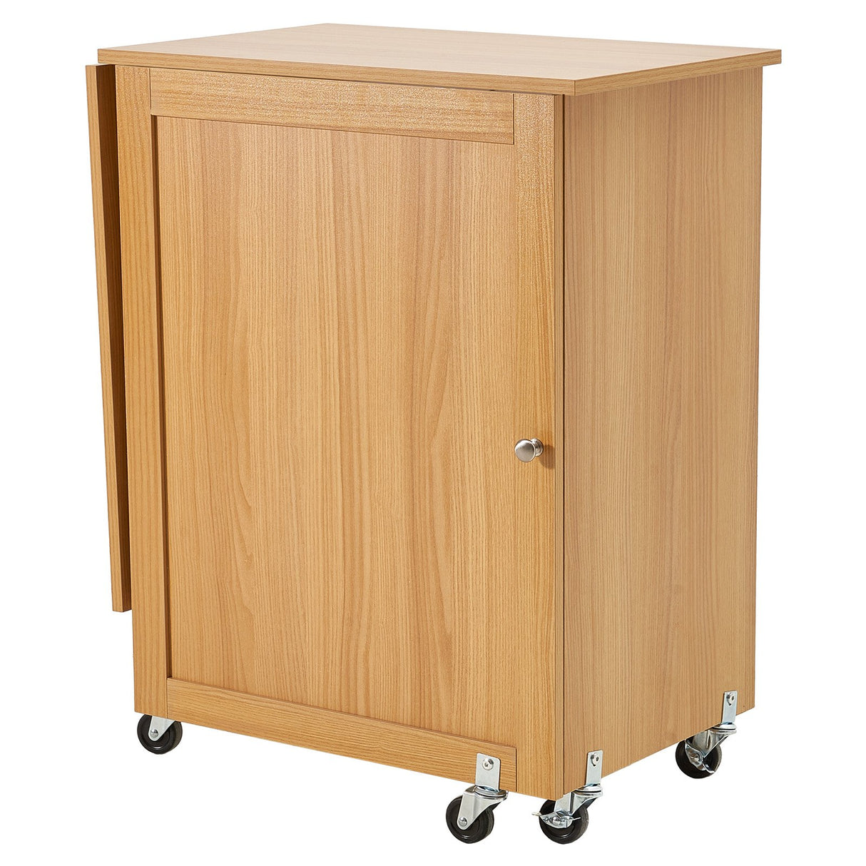 VEVOR Folding Sewing Table with Lockable Wheels Shelves Trays Door Wood Color