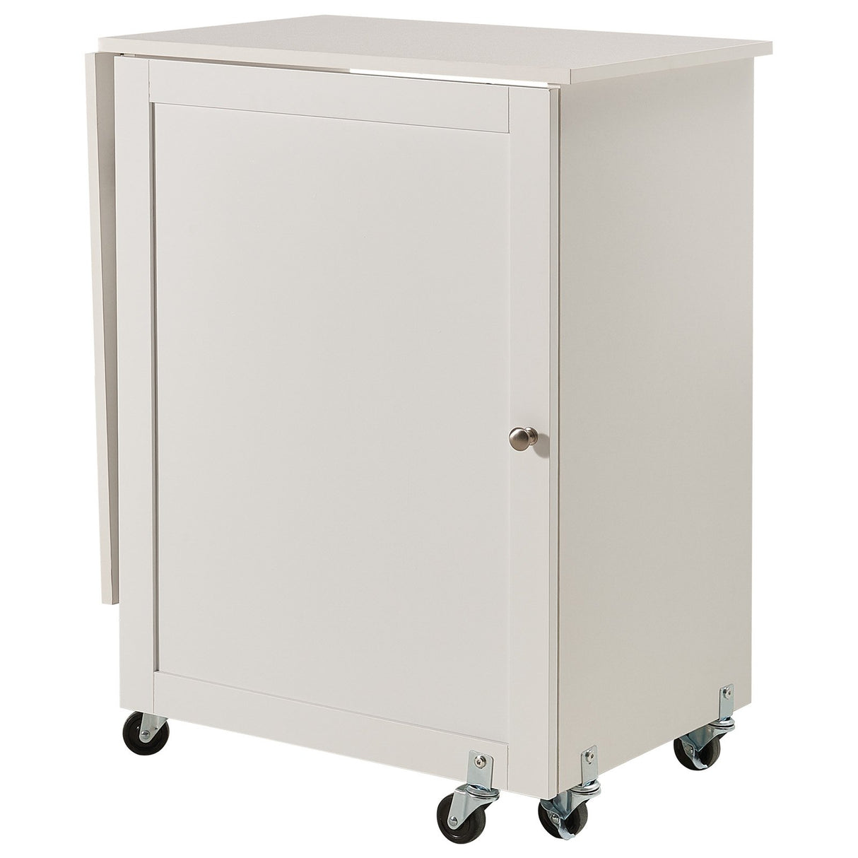 VEVOR Folding Sewing Table with Lockable Wheels Storage Shelves Trays Door White