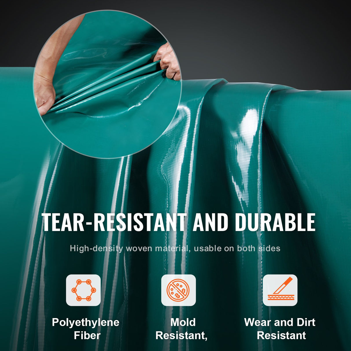 PVC Waterproof Tarp, 16.5 x 29.5 ft Heavy Duty PVC Tarpaulin, Tear-Proof and Weather-Proof, with Grommets and Reinforced Edges for Canopy Boat RV Tent Shelter Trailer Truck Cover, Green