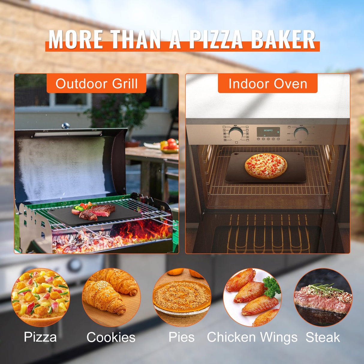 Pizza Steel, 16" x 14.5" x 3/8" Pizza Steel Plate for Oven, Pre-Seasoned Carbon Steel Pizza Baking Stone with 20X Higher Conductivity, Heavy Duty Pizza Pan for Outdoor Grill, Indoor Oven