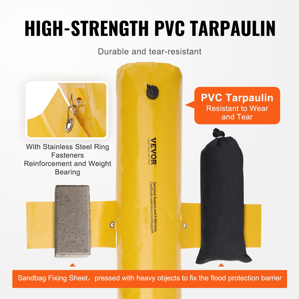 VEVOR Flood Barriers, Sandbag Alternative Flood Bags 4 Pack, Flood Barrier for Home, Water Barriers for Flooding, Doorway, Driveway(4FTx6in)