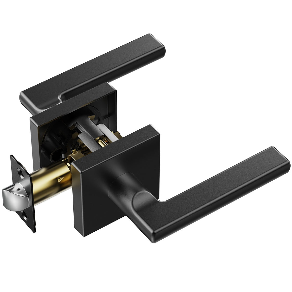 VEVOR Passage Door Handle, 1 Pack Matte Black Door Lever, Left or Right Handing Reversible Lever Non-Locking, Rotation to Open, Square Interior Door Handles for Hallways, Closets, Meeting Spaces
