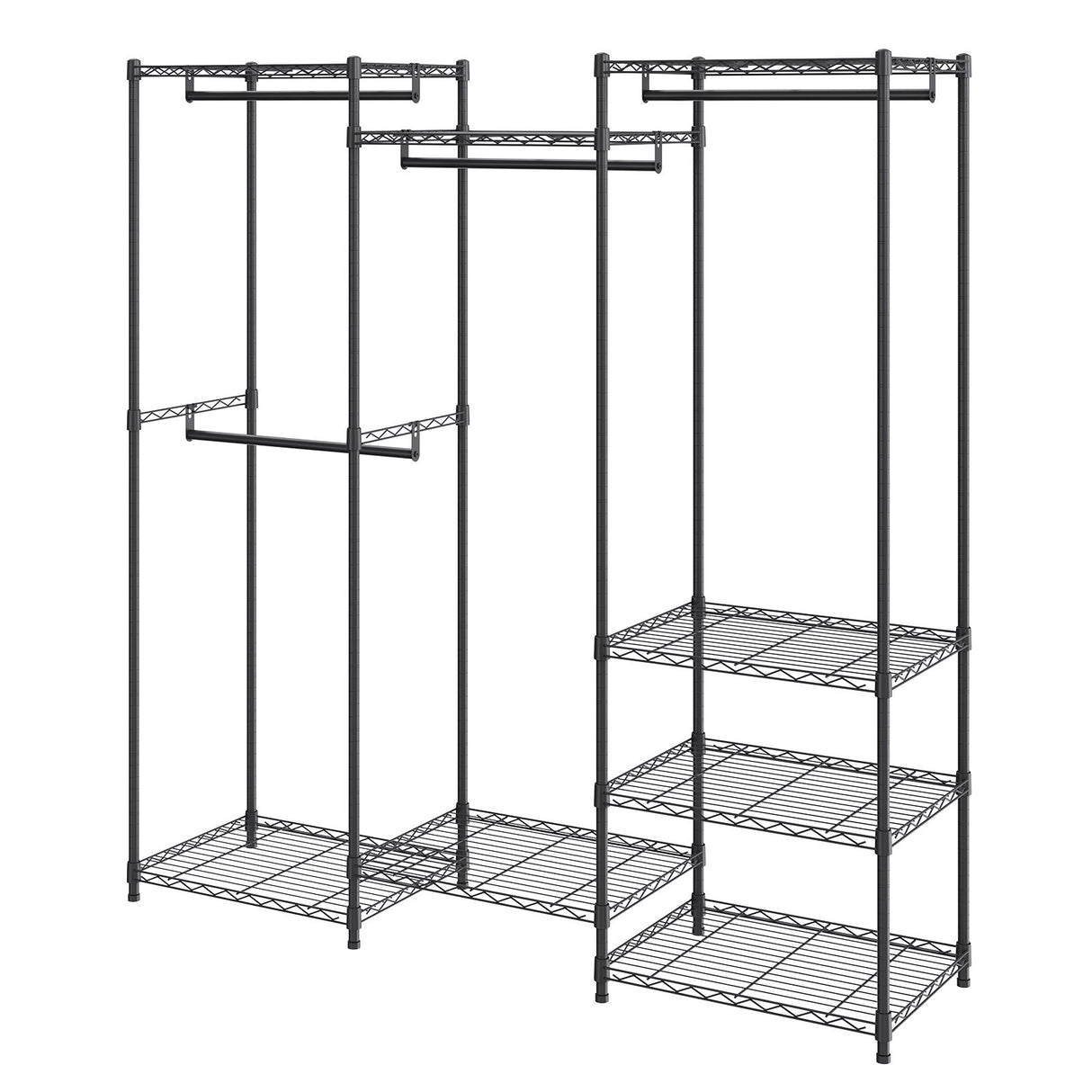 VEVOR Heavy Duty Clothes Rack, Rolling Clothing Garment Rack with 4 Hang Rods & 8 Storage Tiers, Adjustable Custom Closet Rack, Freestanding Wardrobe for Hanging Clothes, 362 kg Load Capacity