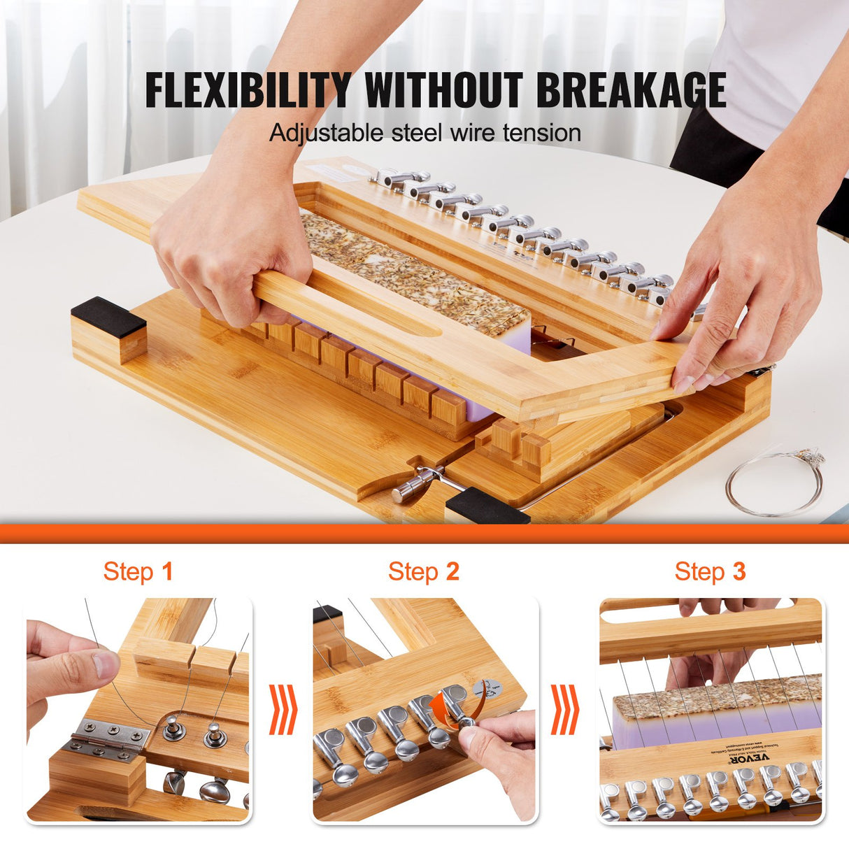 VEVOR Soap Cutter, Cut 1-12 Bars, Precisely and Accurately Cut 1 Inch Bars, Bamboo Soap Slicer With Steel Wire, Multi Handmade Soap Wire Cutter for