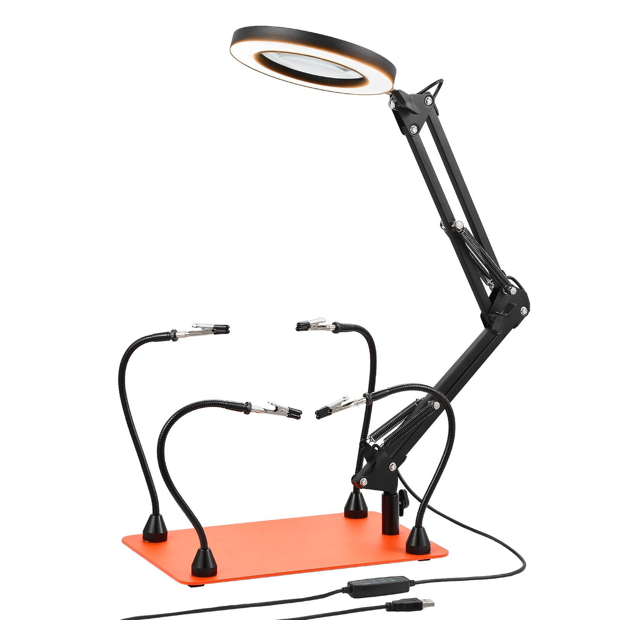 VEVOR Magnetic Helping Hands Soldering Station 3X LED Magnifying Lamp 4 Arms