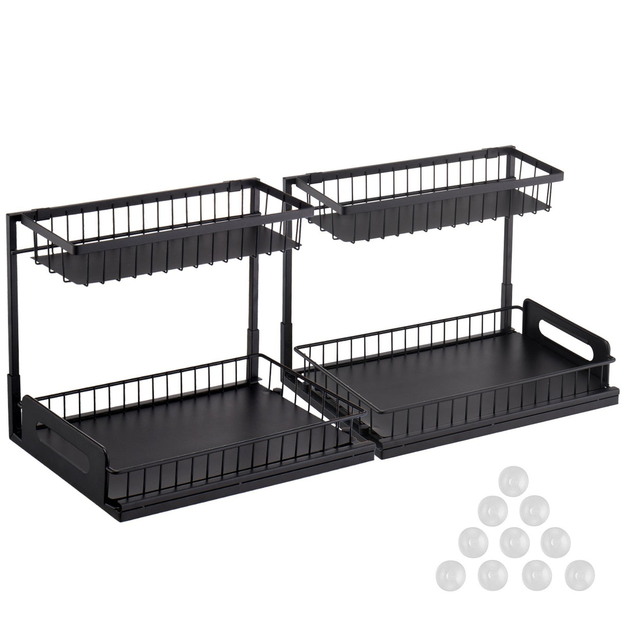 VEVOR 2-Tier Wire Pull Out Cabinet Under Sink Basket Organizer 10.7"x14.2" 2PCS