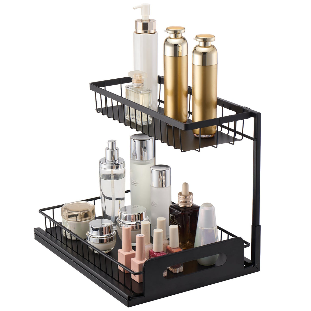 VEVOR 2-Tier Wire Pull Out Cabinet Under Sink Organizer 10.7"x14.2" Drawer Basket