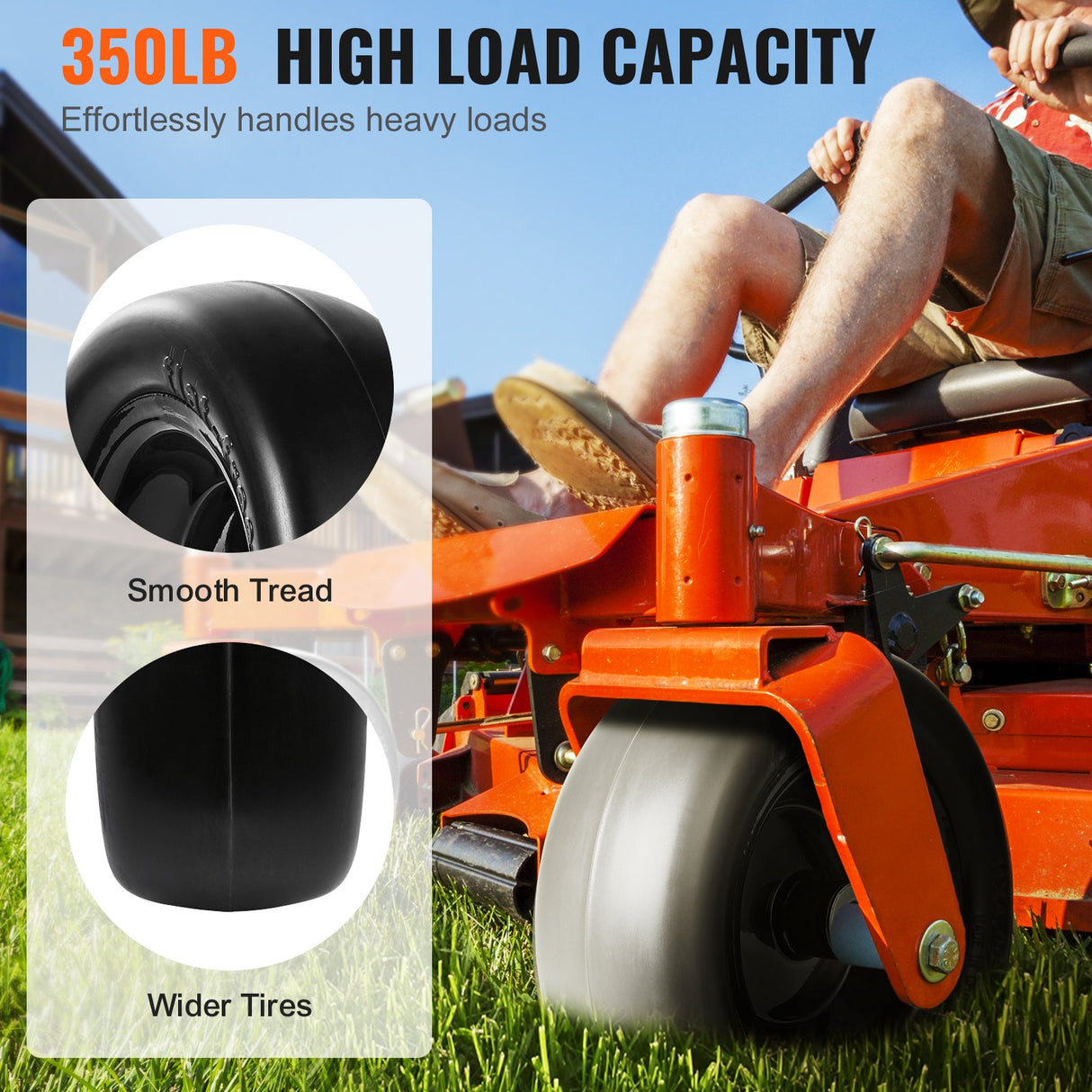 VEVOR Lawn Mower Tires with Rim, 11x4-7" Tubeless Tractor Tires, 2-Pack Tire and Wheel Assemby, Flat-free PU Tire, 3.4" Centered Hub, 3/4" Bushing