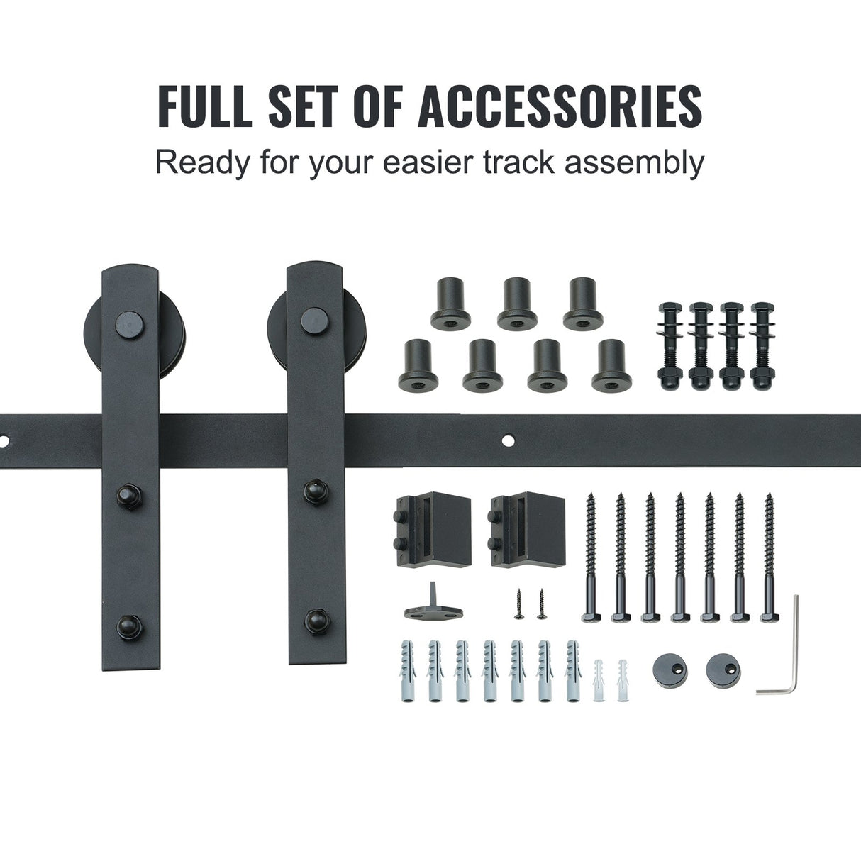 VEVOR 8FT Sliding Barn Door Hardware Closet Track Kit for Single Door I Hanger