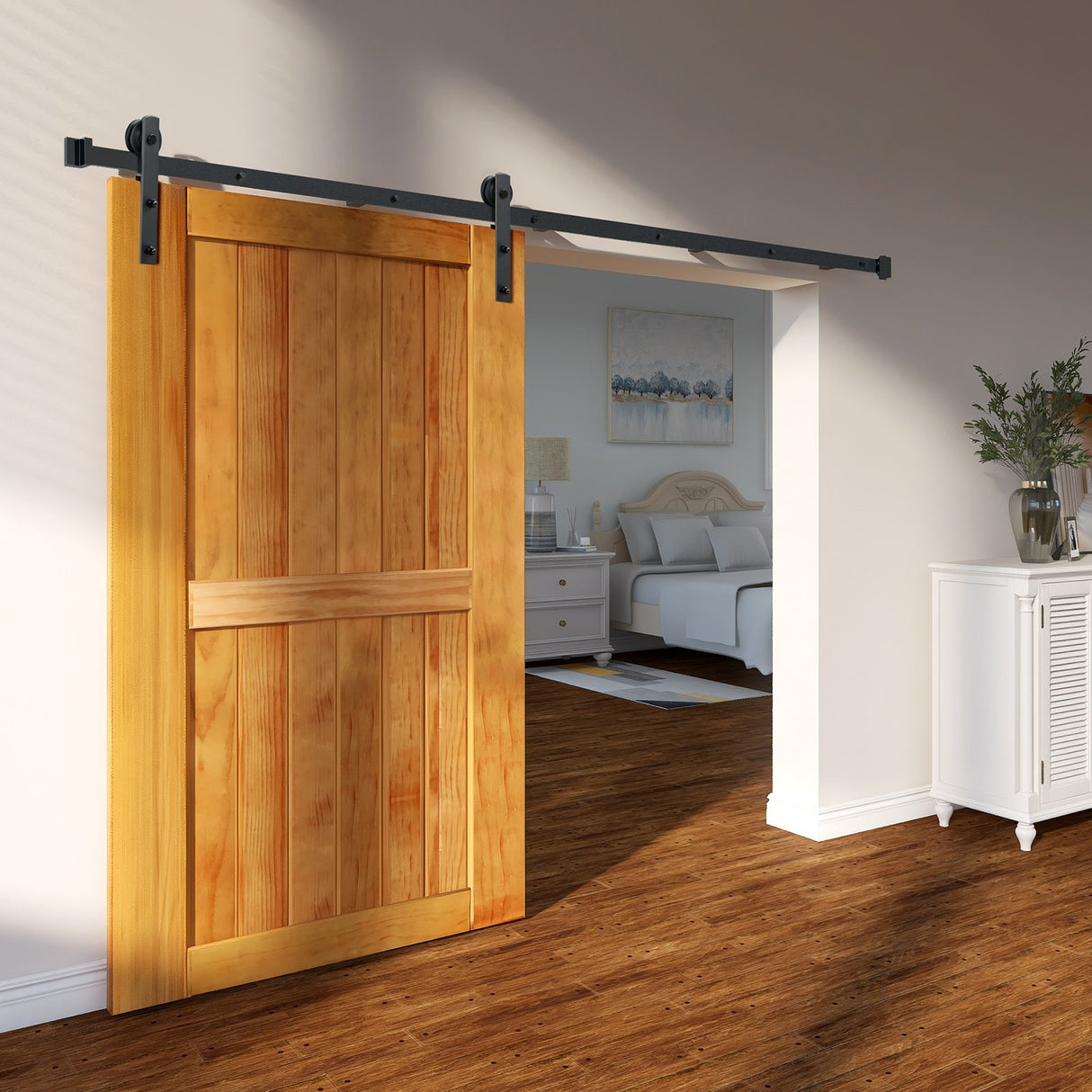 VEVOR 8FT Sliding Barn Door Hardware Closet Track Kit for Single Door I Hanger