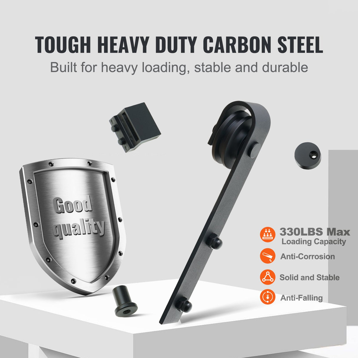 VEVOR 2440 mm Sliding Barn Door Hardware Closet Track Kit for Double Doors J Hanger