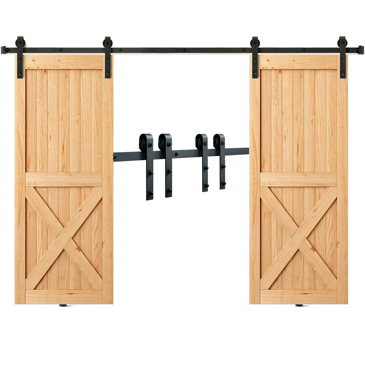 VEVOR 2440 mm Sliding Barn Door Hardware Closet Track Kit for Double Doors J Hanger