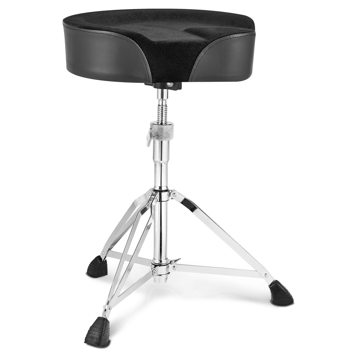 Saddle Drum Throne, 560-705 mm Height Adjustable, Padded Drum Stool Seat with Anti-Slip Feet Drumsticks 227 kg Max Weight Capacity, Swivel Drum Chair for Drummers