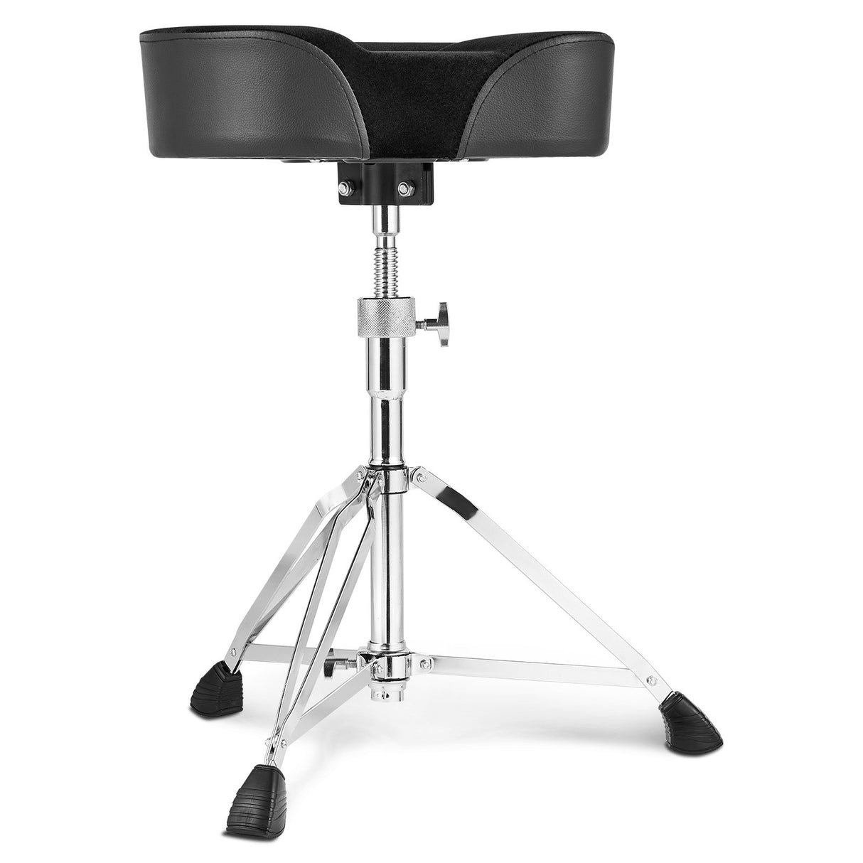 Saddle Drum Throne, 560-705 mm Height Adjustable, Padded Drum Stool Seat with Anti-Slip Feet Drumsticks 227 kg Max Weight Capacity, Swivel Drum Chair for Drummers