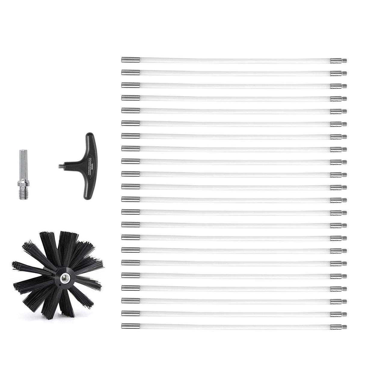 VEVOR 914.4CM Dryer Vent Cleaner Kit, 22 Pieces Duct Cleaning Brush, Reinforced Nylon Dryer Vent Brush, Dryer Cleaning Tools Lint Remover with Flexible Lint Trap Brush, Clamp Connectors