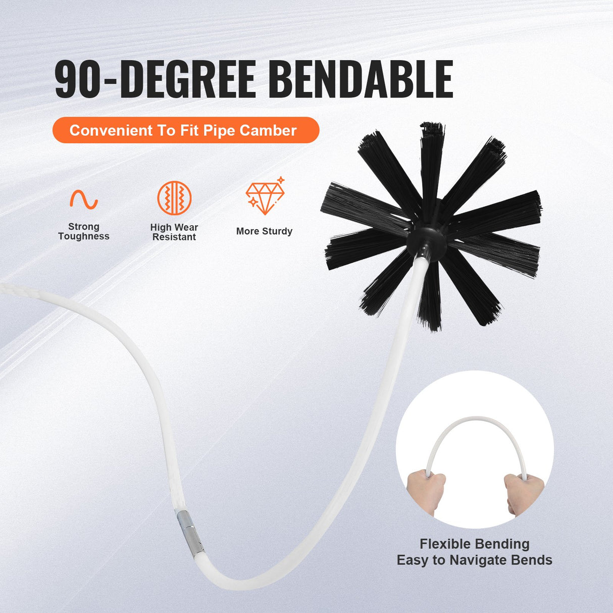 VEVOR 12.2M Dryer Vent Cleaner Kit, 29 Pieces Duct Cleaning Brush, Reinforced Nylon Dryer Vent Brush with Complete Accessories, Dryer Cleaning Kit with Flexible Lint Trap Brush, Clamp Connectors