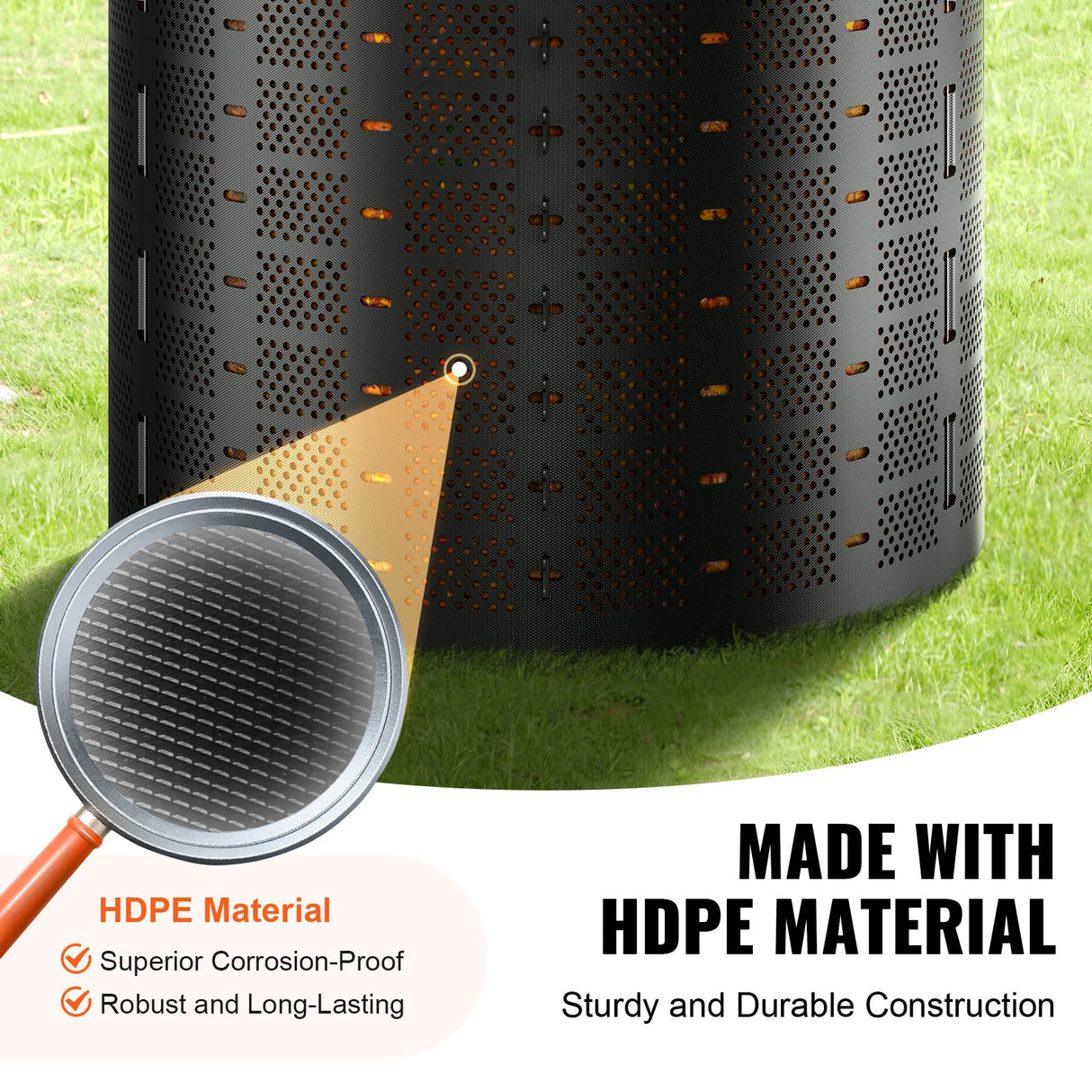 VEVOR Compost Bin 1000 L, Outdoor Expandable Composter, Easy to Setup & Large Capacity Composting Bin, Fast Creation of Fertile Soil