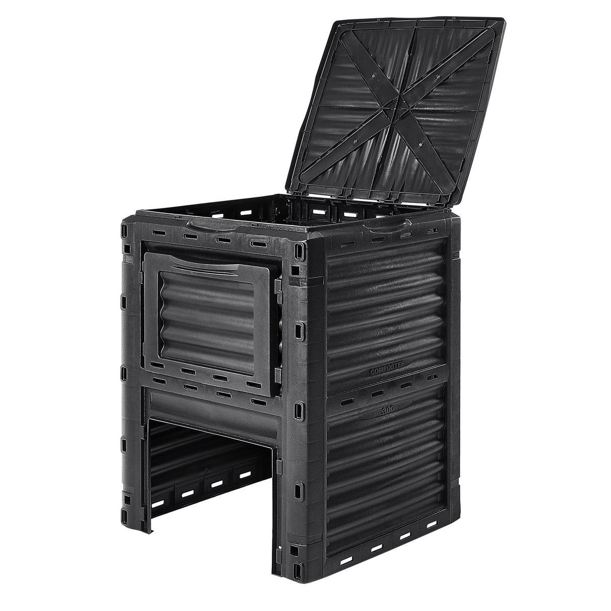 VEVOR Garden Compost Bin 300 L, BPA Free Composter, Large Capacity Outdoor Composting Bin with Top Lid and Bottom Door, Easy Assembling, Lightweight,