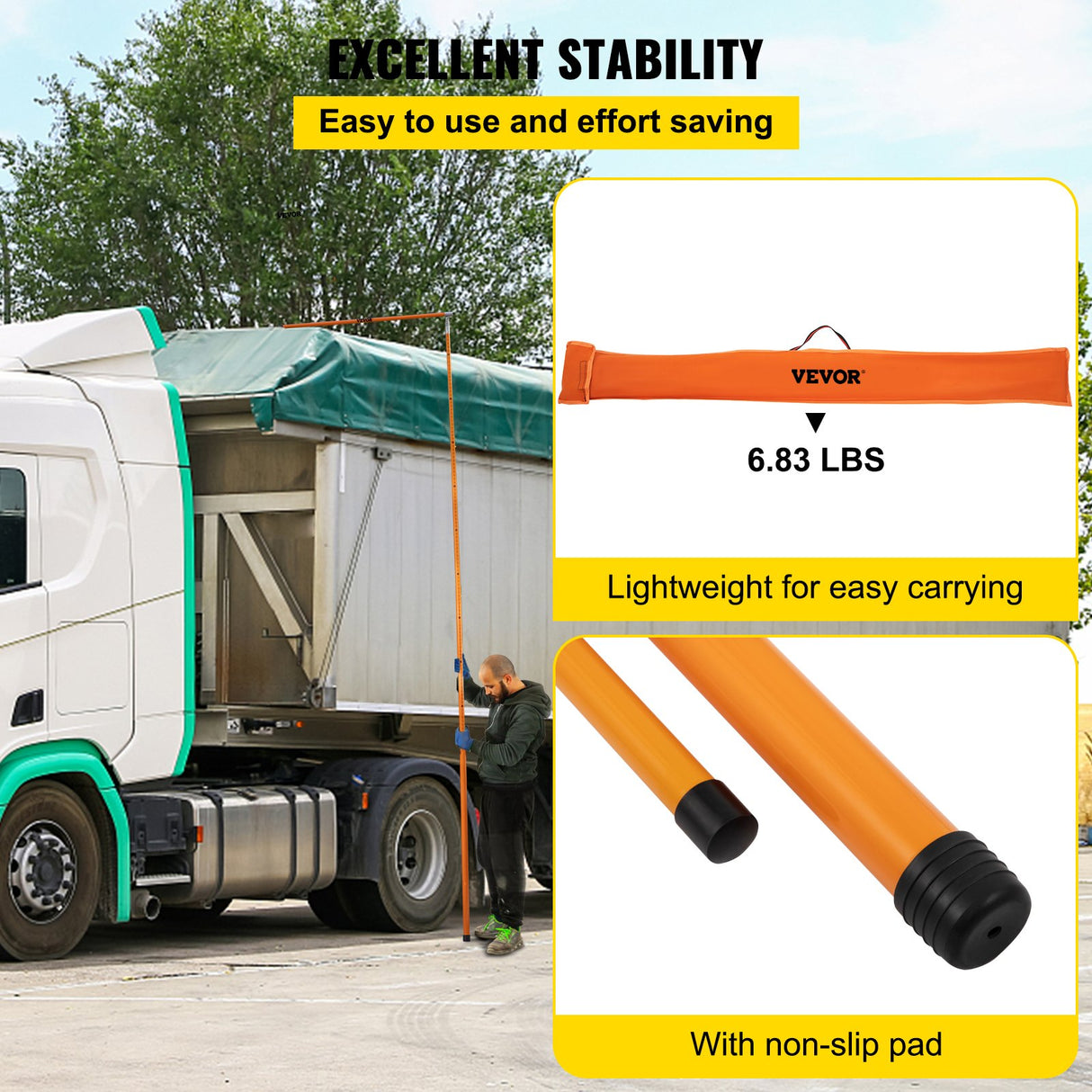 VEVOR Load Height Measuring Stick 20' Sturdy Truck Height Stick Easy to Read