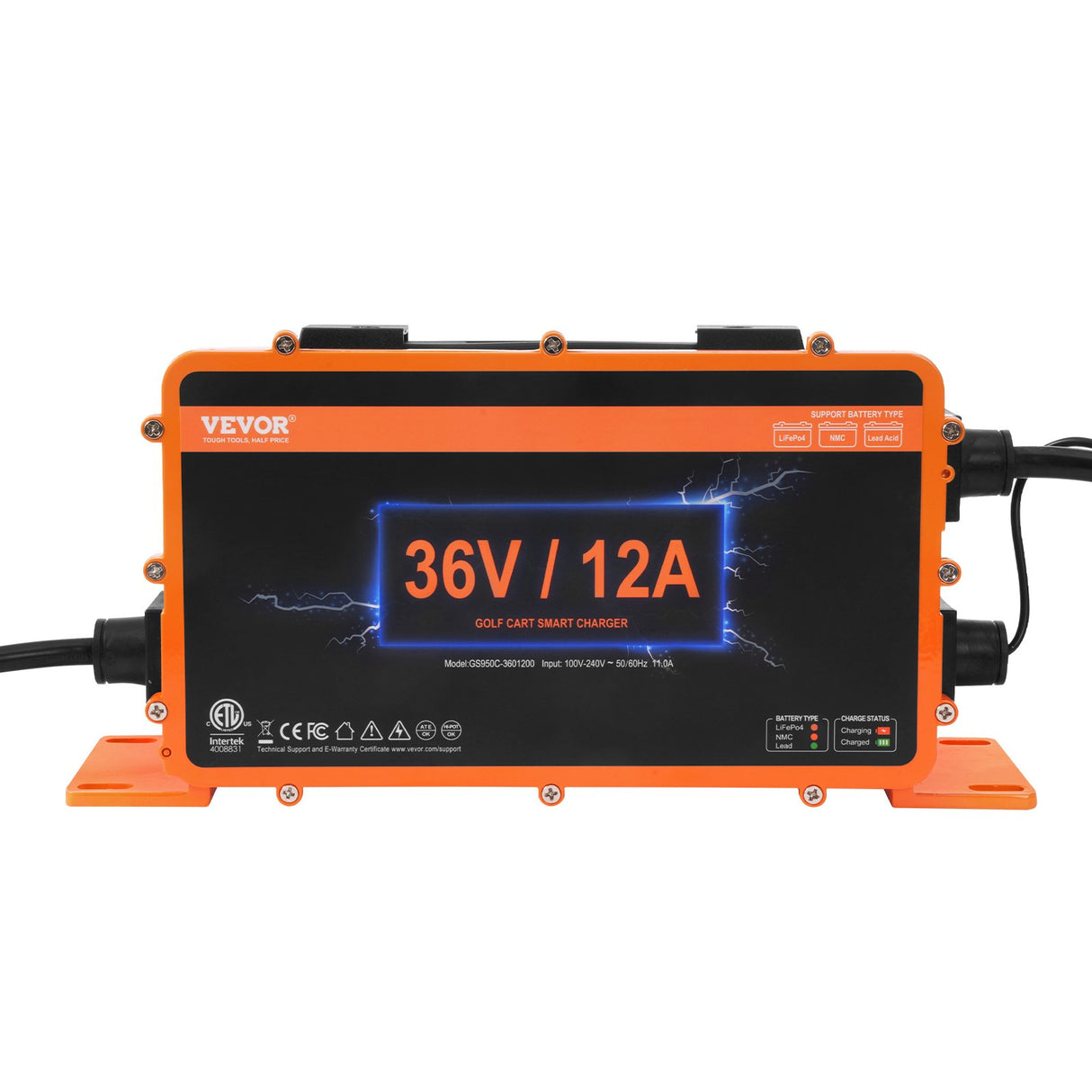 VEVOR 12 AMP Golf Cart Smart Battery Charger for EZGO D-Style IP67 ETL