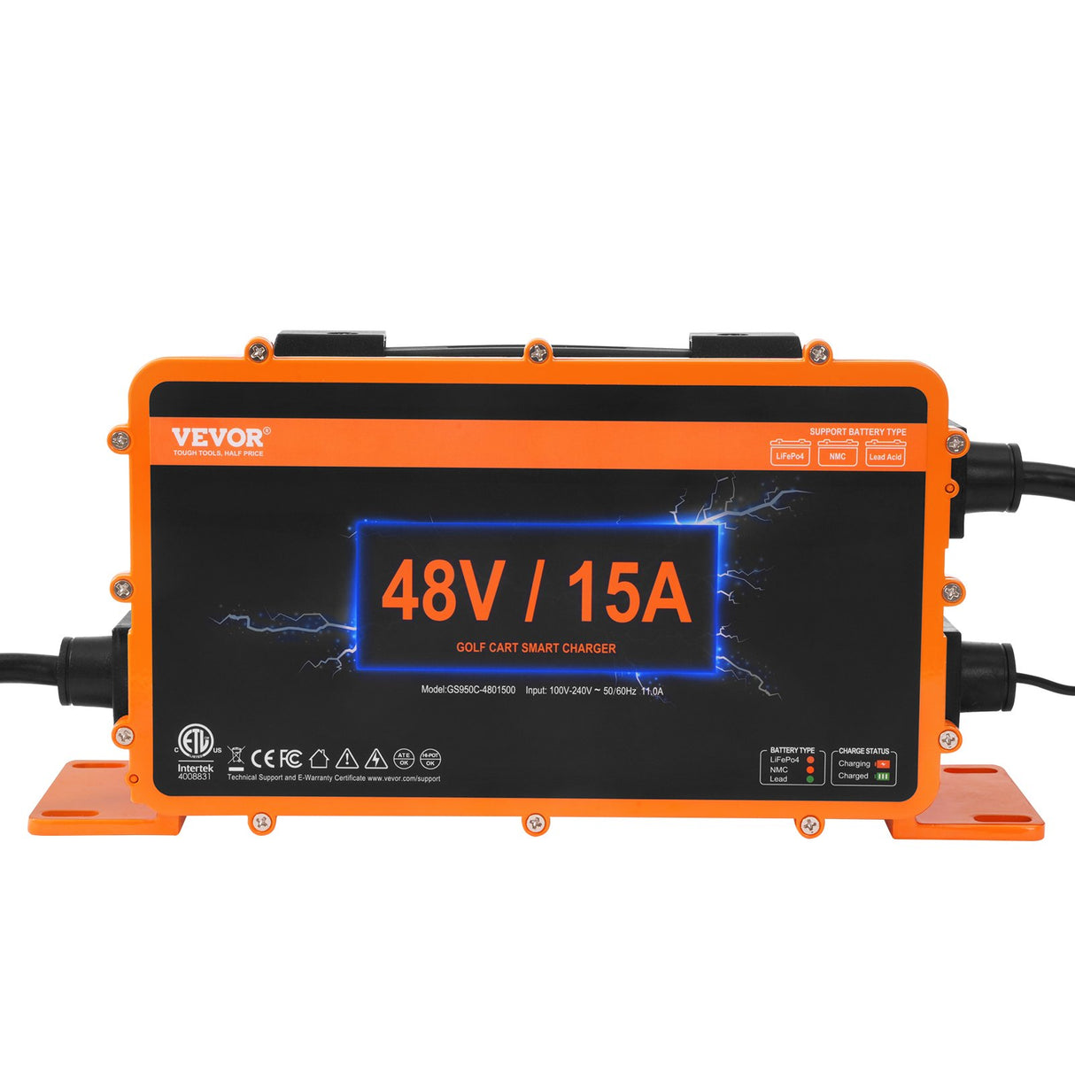 VEVOR 15 AMP Golf Cart Smart Battery Charger for EZGO TXT RXV IP67 ETL