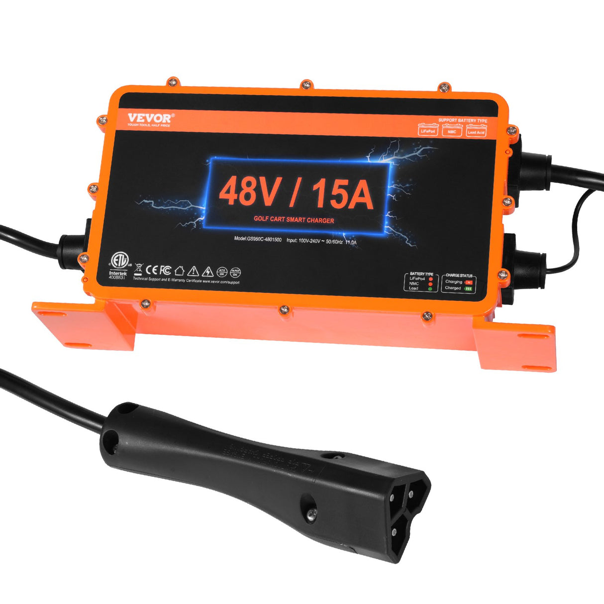 VEVOR 15 AMP Golf Cart Smart Battery Charger for EZGO TXT RXV IP67 ETL