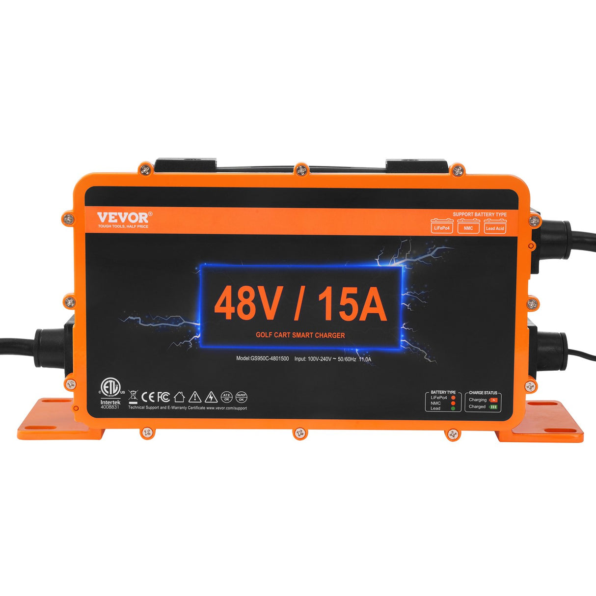 VEVOR 15 AMP Golf Cart Smart Battery Charger for EZGO TXT RXV IP67 ETL