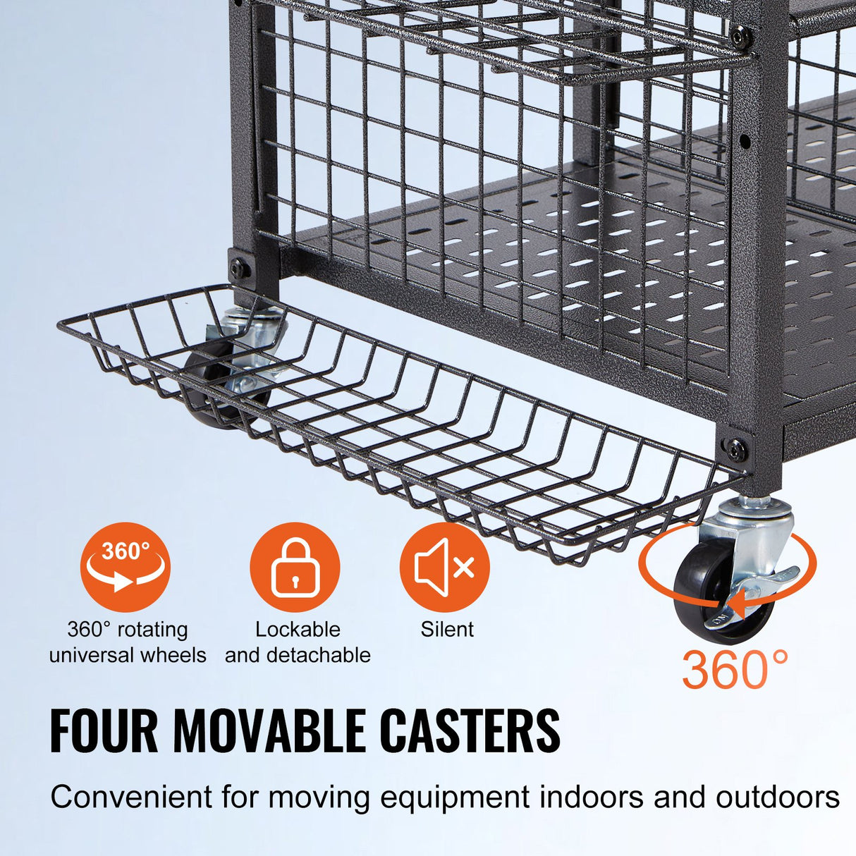 VEVOR Golf Storage Garage Organizer, 2 Golf Bag Stand Holder and Other Sports Equipment Storage Rack, Rolling Ball Cart on Wheels, Outdoor Sport Gear