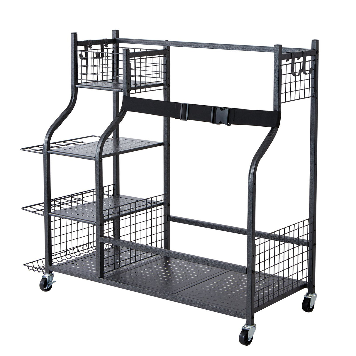 VEVOR Golf Storage Garage Organizer, 2 Golf Bag Stand Holder and Other Sports Equipment Storage Rack, Rolling Ball Cart on Wheels, Outdoor Sport Gear