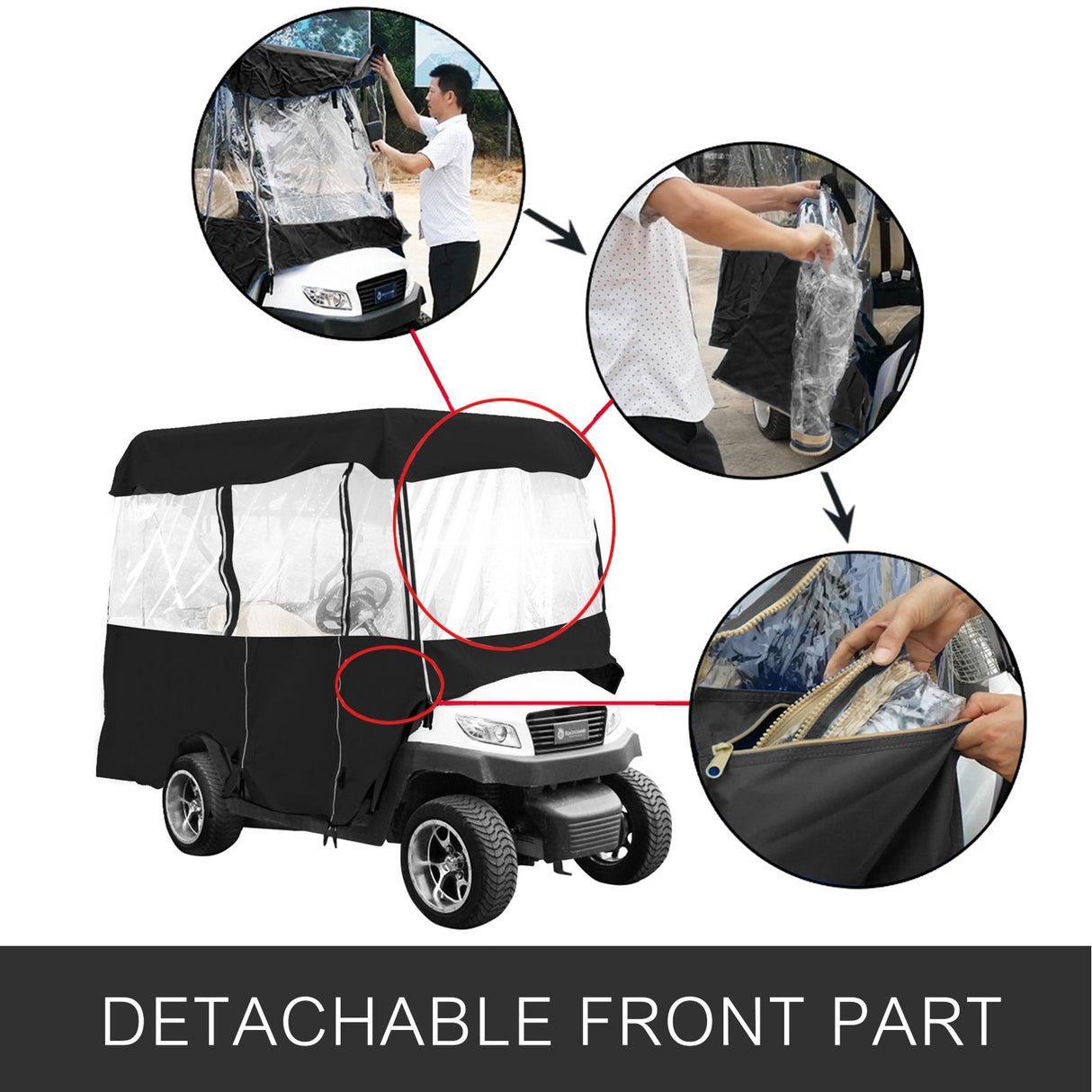 VEVOR 4 Passenger Golf Cart Cover Driving Enclosure Waterproof Roll-up Door