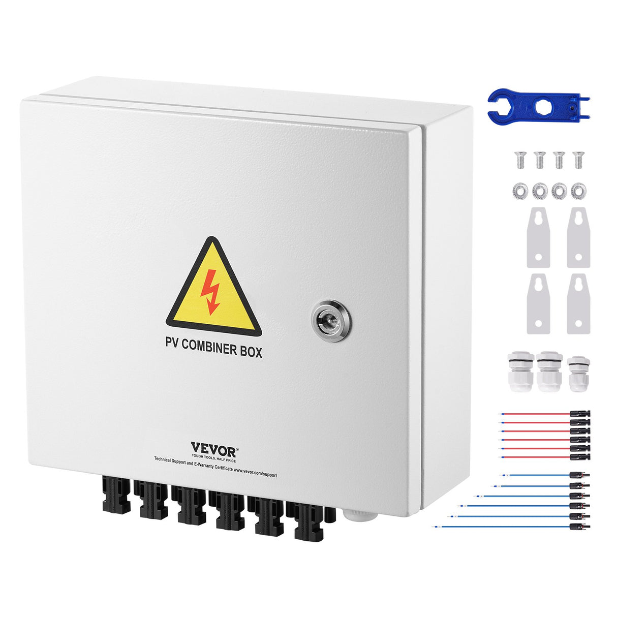 VEVOR Solar PV Combiner Box 6 String 10A for Solar Panel System Steel Case IP65