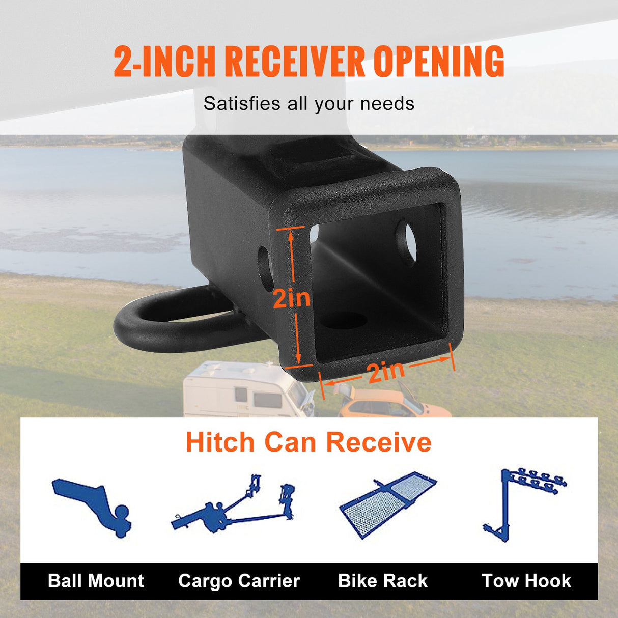 VEVOR Class 3 Trailer Hitch, 2-Inch Receiver, Q455B Steel Tube Frame, Compatible with 2020-2023 Toyota Highlander, Multi-Fit Hitch to Receive Ball