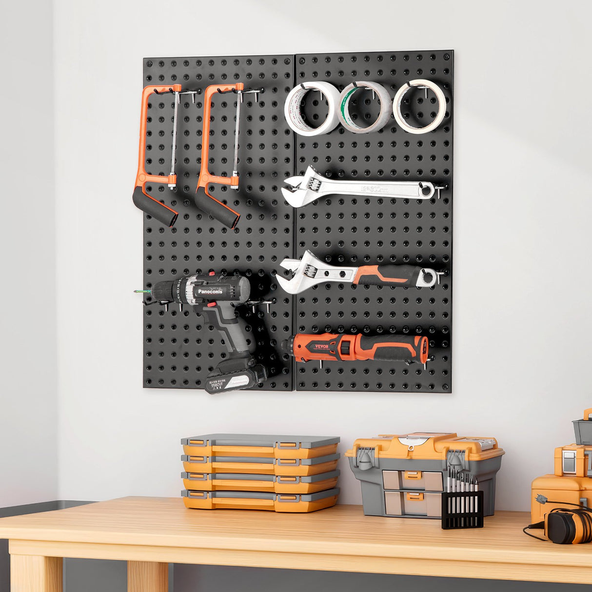 VEVOR Metal Pegboard Panels609.6 x 304.8 mm2 Panels Wall Organizer for Home