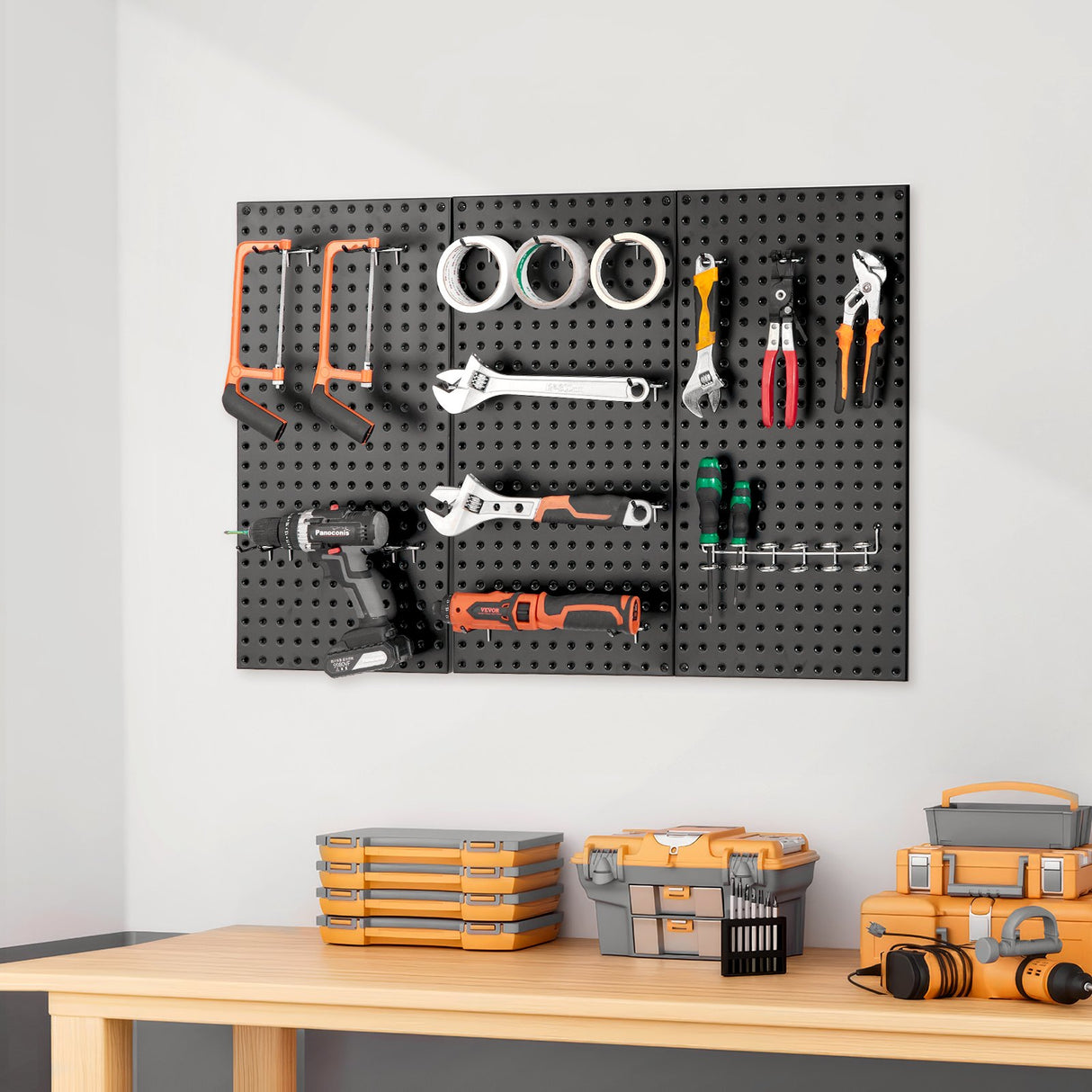 VEVOR Metal Pegboard Panels609.6 x 304.8 mm3 Panels Wall Organizer for Home