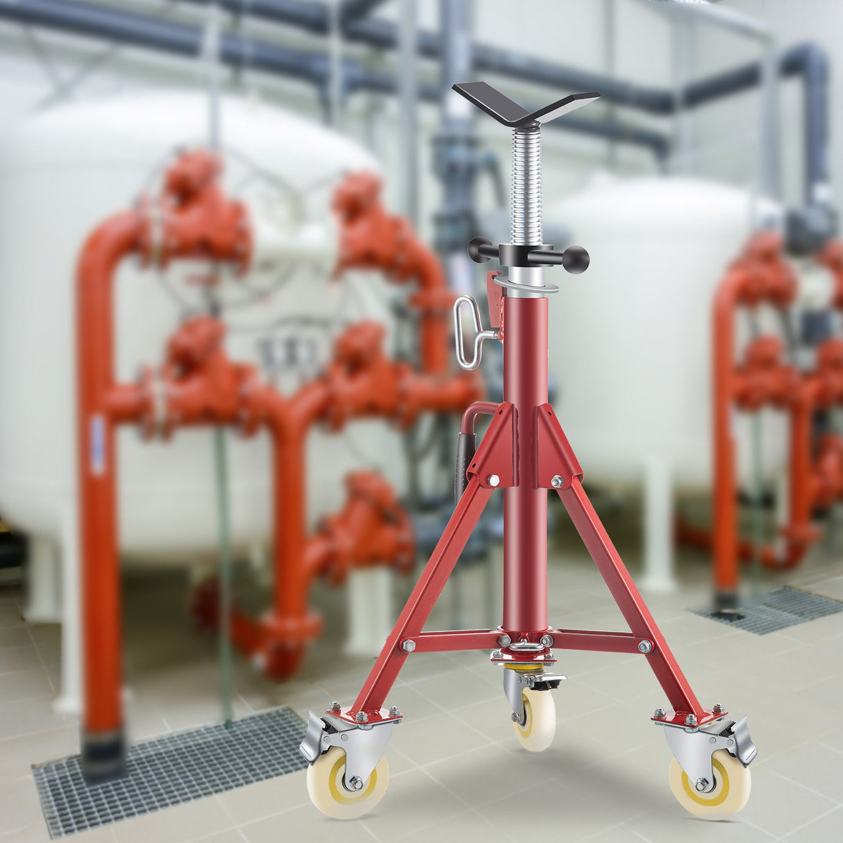VEVOR Pipe Stand, Pipe Jack Stands with Casters Adjustable Height 28-52 Inch, V Head Pipe Stand 882 LB, Folding Portable Pipe Stands 1/8 to 12 Inch