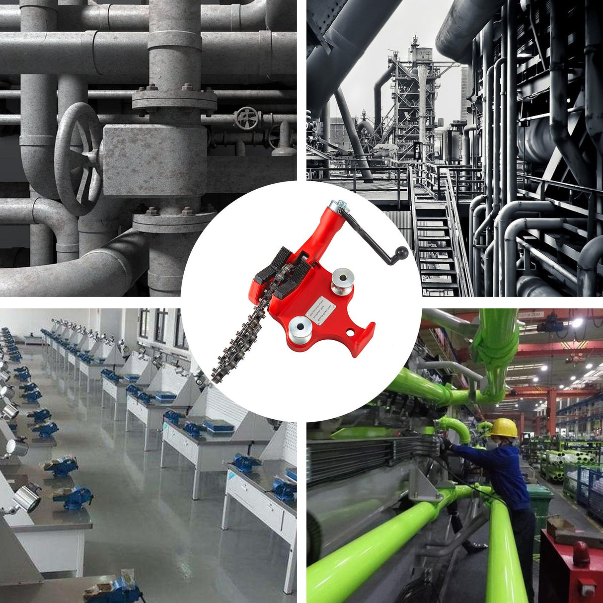 Screw Bench Chain Vice For 1/8'' to 5'' Pipe Bench Vice With Crank Handle