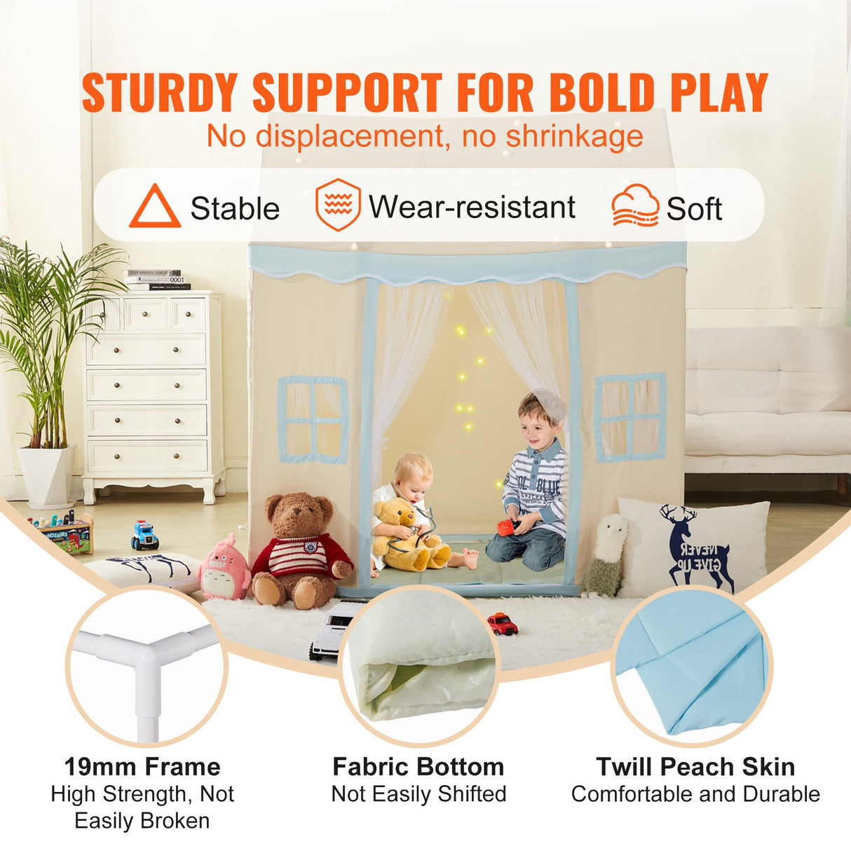 VEVOR Kids Play Tent, Kids Tent for Kids 1-5 Years Old, Toddler Tent with Mat and Tent Lamp, Tent for Kids with Windows for Indoor and Outdoor, Play