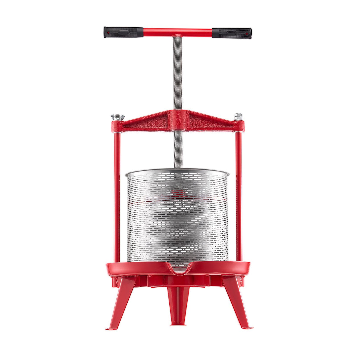 3.69 Gal/14L Fruit Wine Press, Stainless Steel Basket with Cross-beam and Triangular Structure, Manual Juice Maker, Cider Apple Grape Tincture Making Press with T-Handle for Kitchen Home