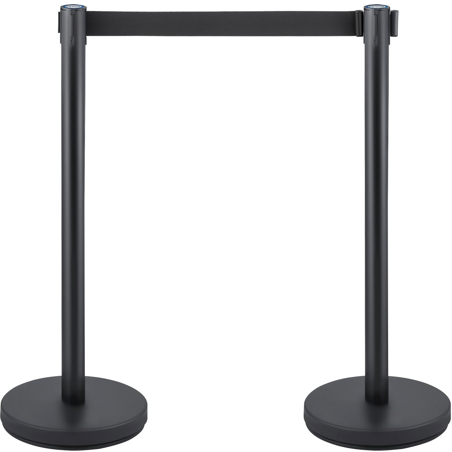 VEVOR Crowd Control Stanchion, Set of 6 Pieces Stanchion Set, Stanchion Set with 6.6 ft/2 m Black Retractable Belt, Black Crowd Control Barrier with Concrete and Metal Base – Easy Connect Assembly