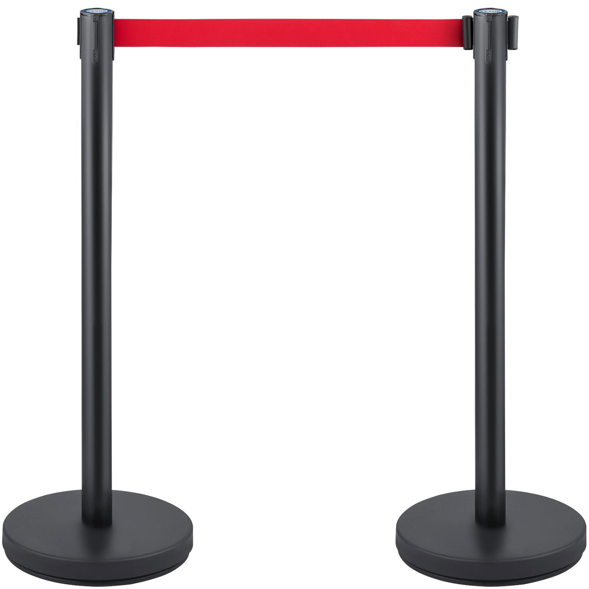 VEVOR Crowd Control Stanchion, Set of 6 Pieces Stanchion Set, Stanchion Set with 6.6 ft/2 m Red Retractable Belt, Crowd Control Barrier with Rubber Base ??Easy Connect Assembly for Crowd Control (Black)