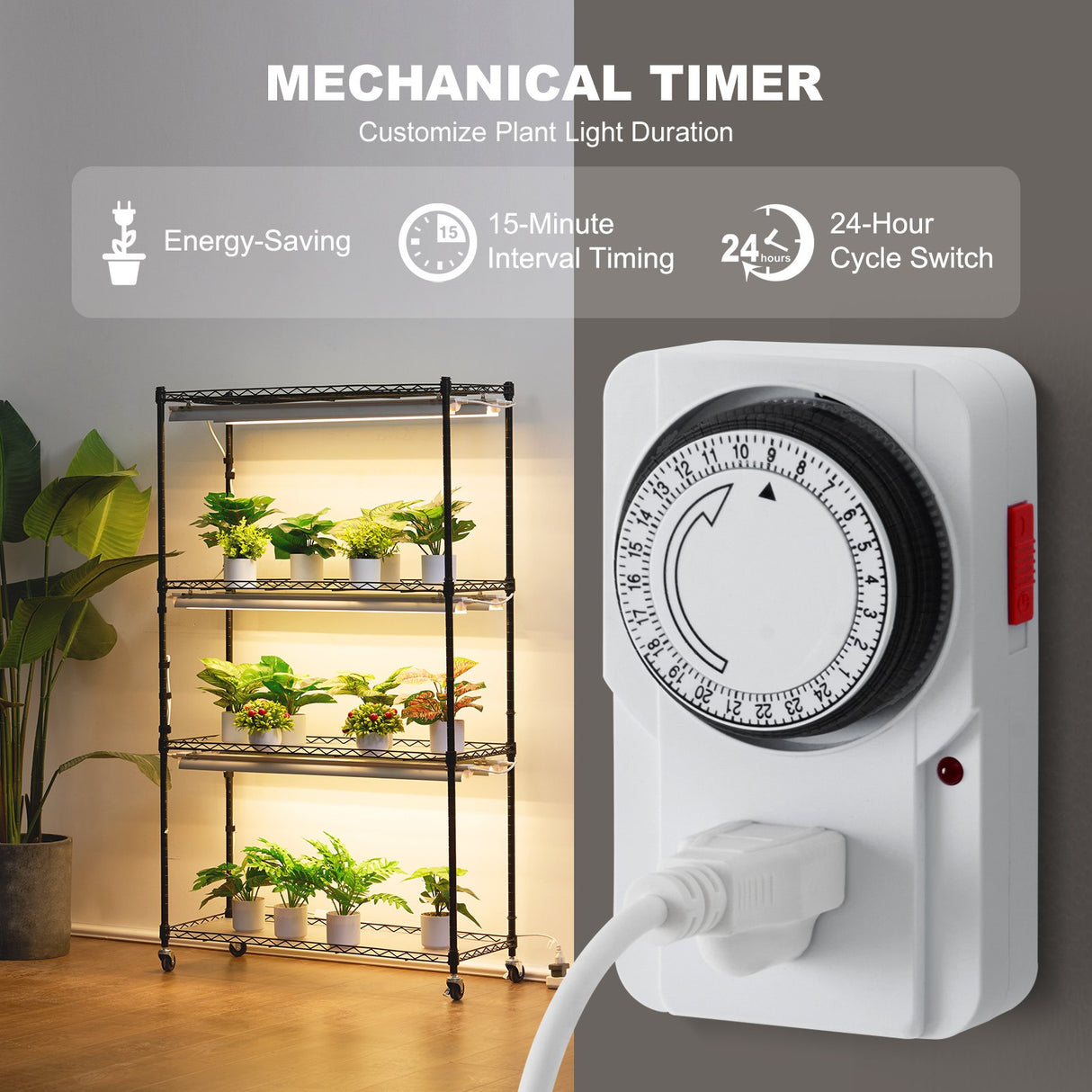 VEVOR Plant Stand with Grow Lights 4 Tiers 180W 150 cm Tall Plant Grow Shelf