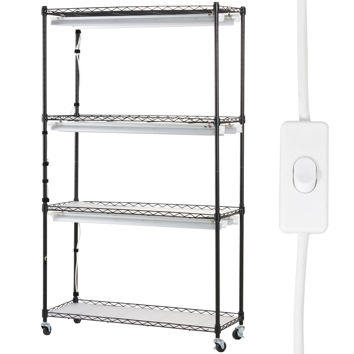 VEVOR Plant Stand with Grow Lights 4 Tiers 180W 150 cm Tall Plant Grow Shelf