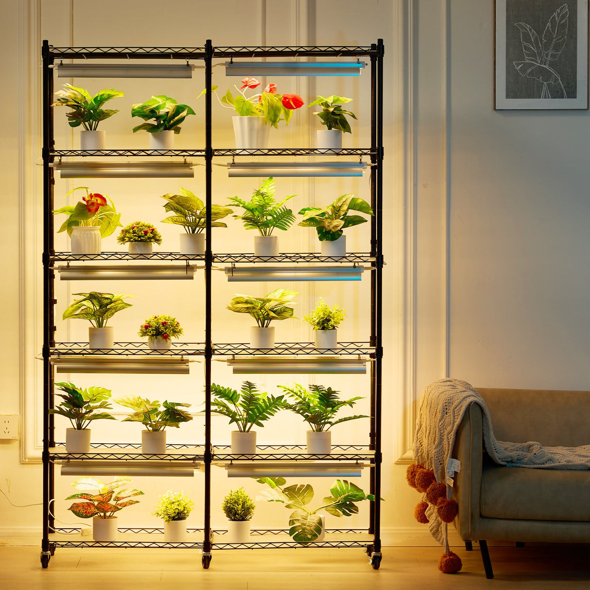 Plant Stand with Grow Light 6 Tiers 200W 59.1" Indoor Plant Grow Shelf